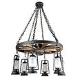 49er 6 Lantern Wagon Wheel Chandelier 752-S-46