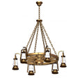 49er 6 Side Lantern Wagon Wheel Chandelier 752-S-56