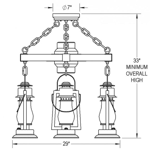 Wagon Wheel Chandelier Pioneer 4 Lantern 772-S-44