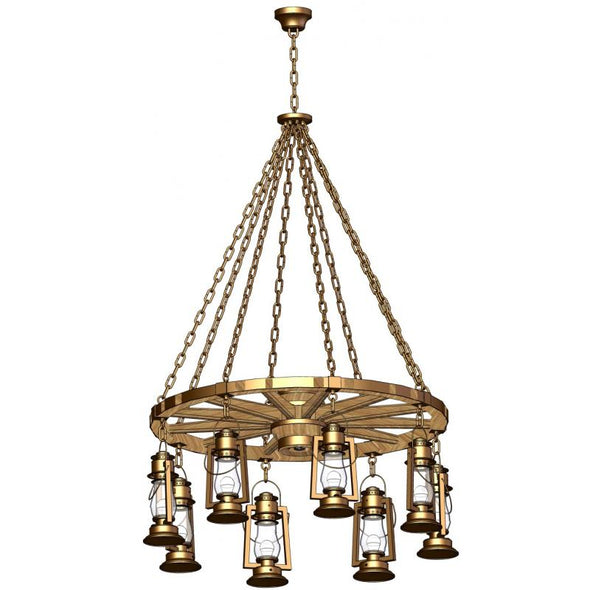 Wagon Wheel Chandelier Pioneer 8 Lantern