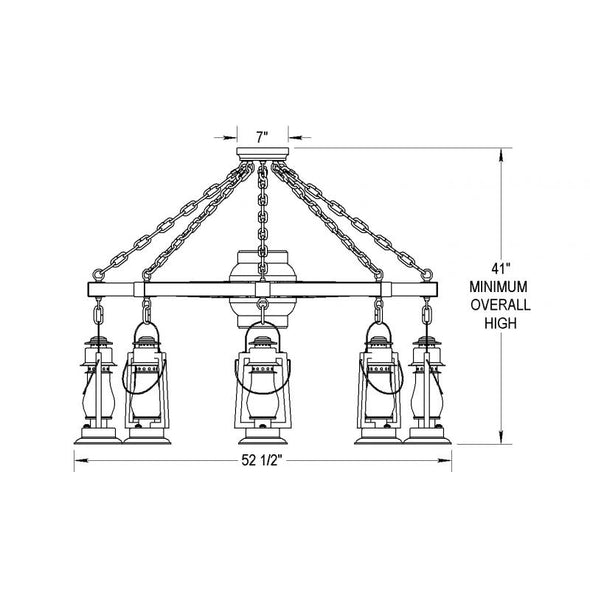 Wagon Wheel Chandelier Pioneer 8 Lantern 772-S-48