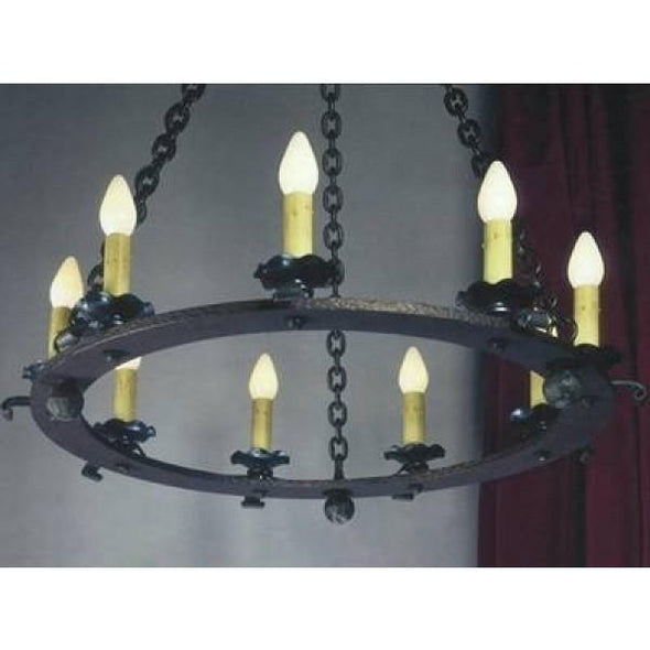 Vintage Iron Hoop Chandeliers Mica Lamp